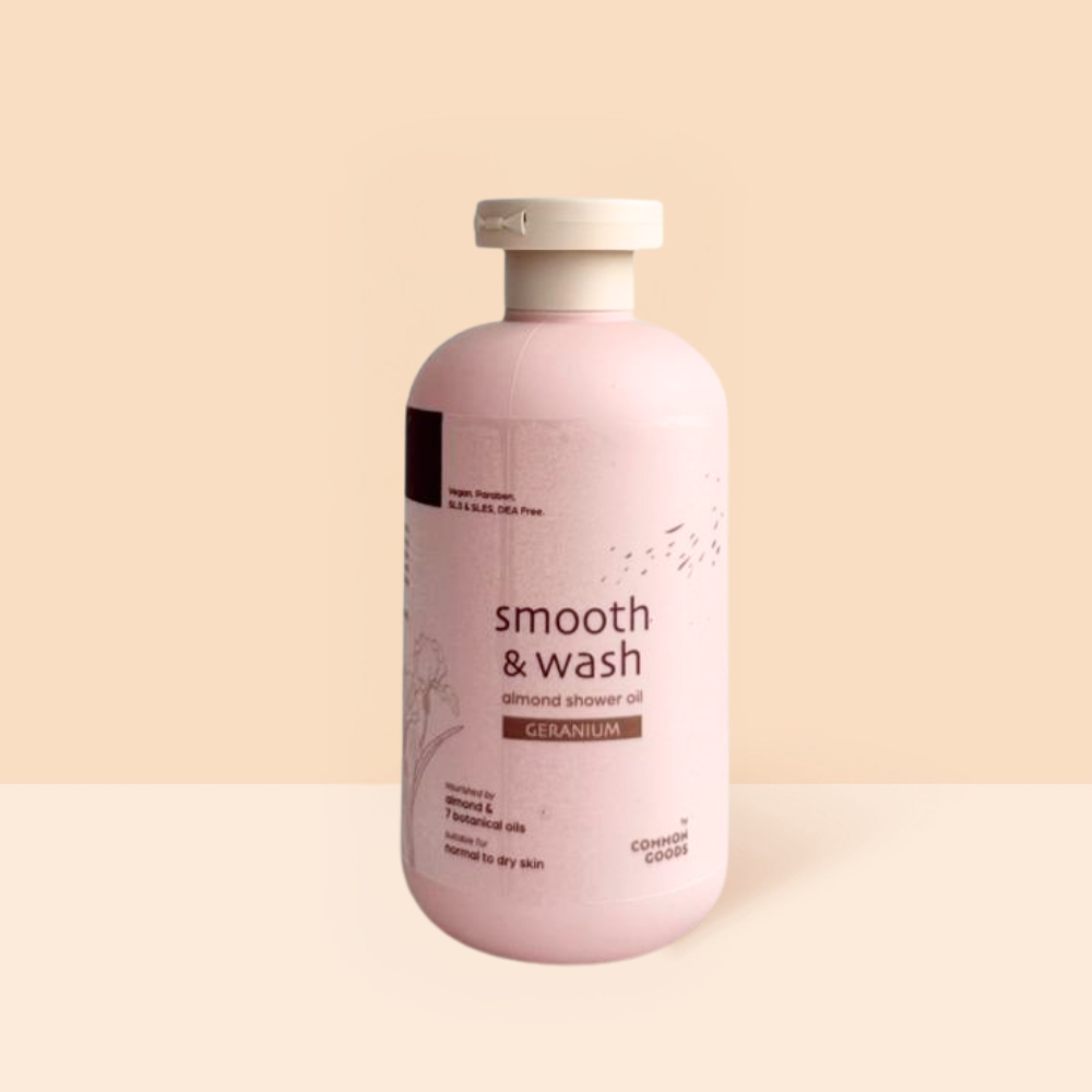 Almond Shower Oil, Smooth & Wash, Geranium, Common Goods Malaysia, 250ml