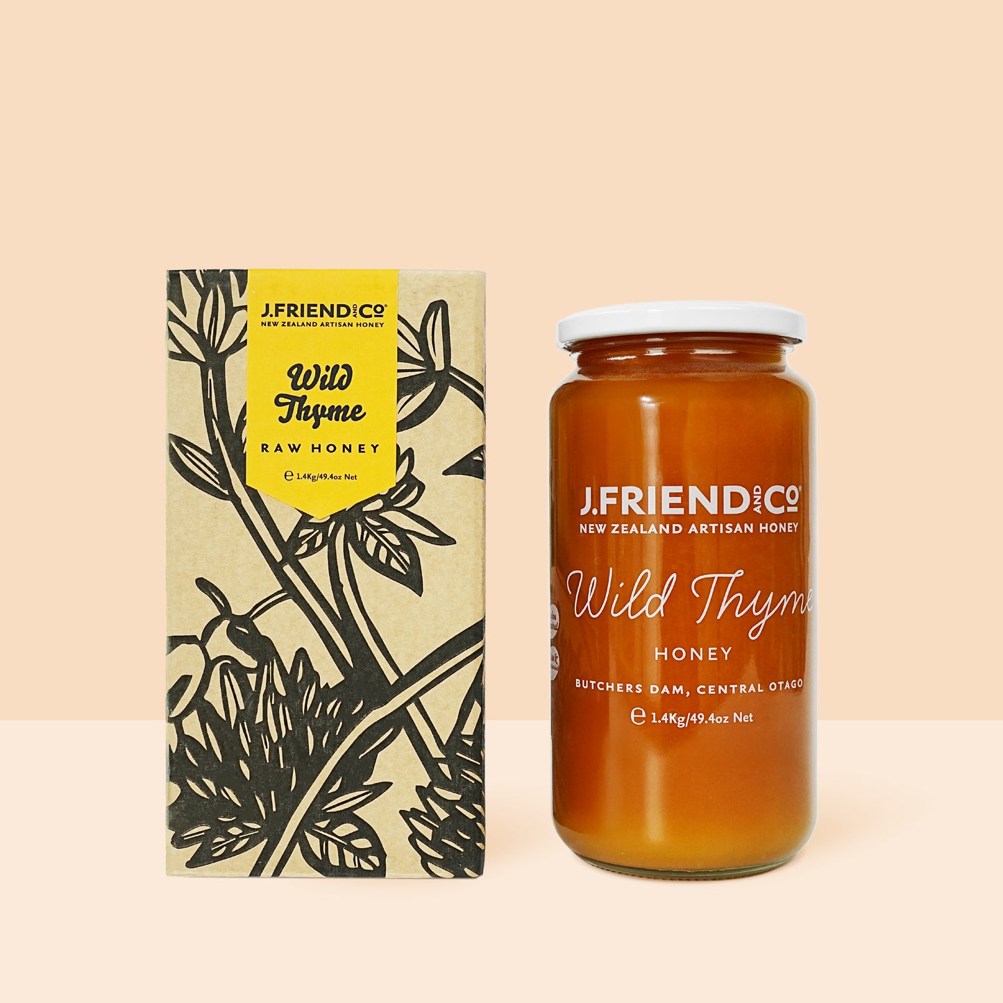 Wild Thyme Honey, 160g, 1.4kg, J.Friend & Co, Raw, Pure, Artisan, New Zealand