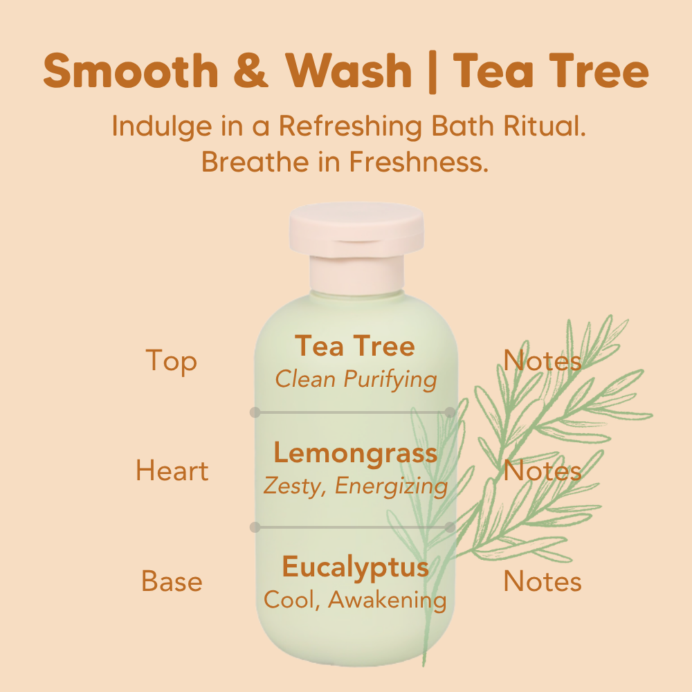 Almond Shower Oil, Smooth & Wash, Tea Tree, Common Goods Malaysia, 250ml