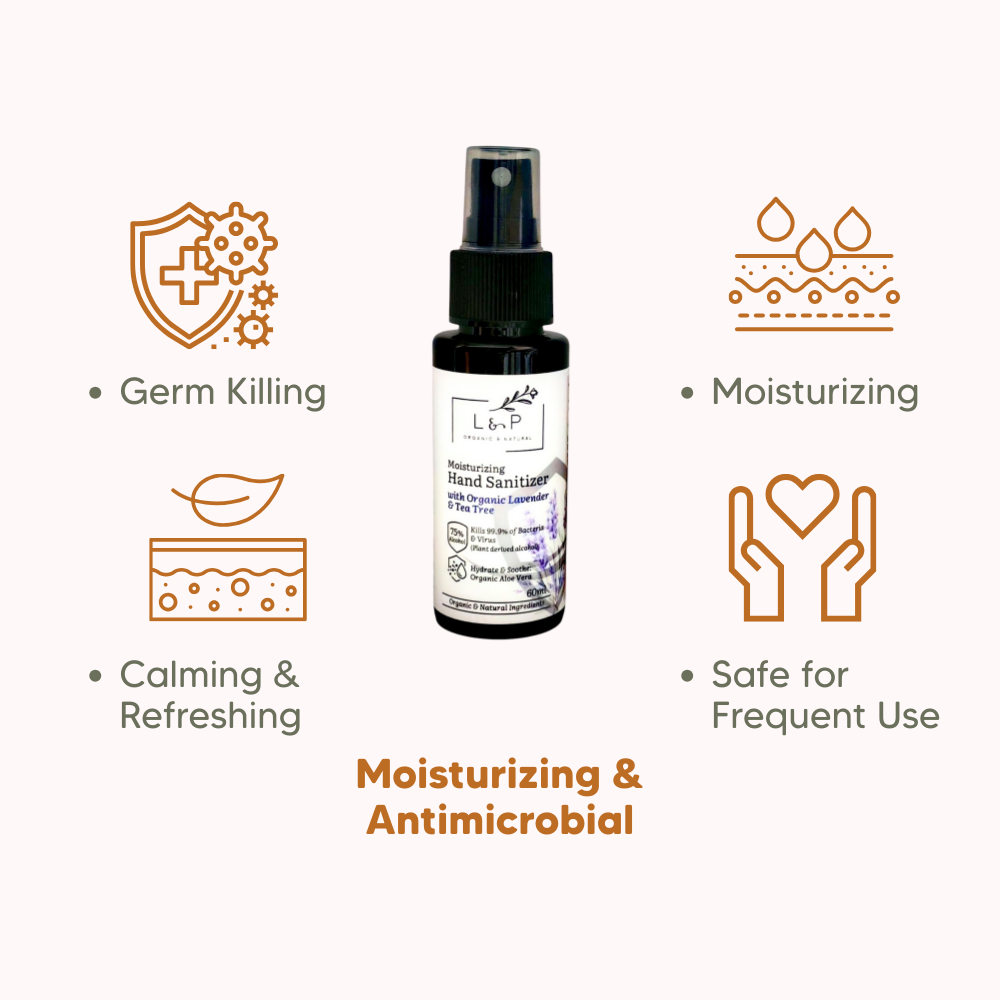 Moisturizing Hand Sanitizer, Lavender & Tea Tree, 110ml L&P Organic Natural