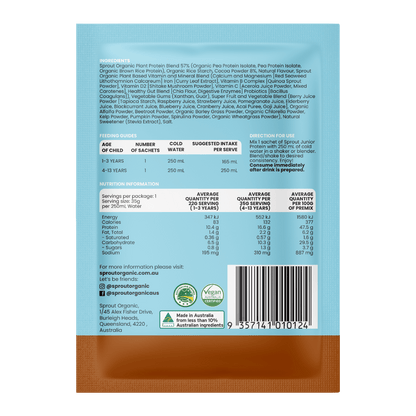 Junior Plant Protein Shake Sachets, Sprout Organic, Aus