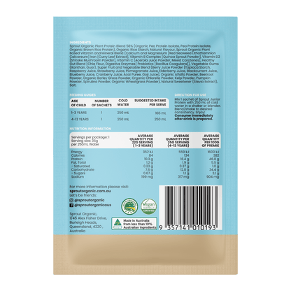 Junior Plant Protein Shake Sachets, Sprout Organic, Aus