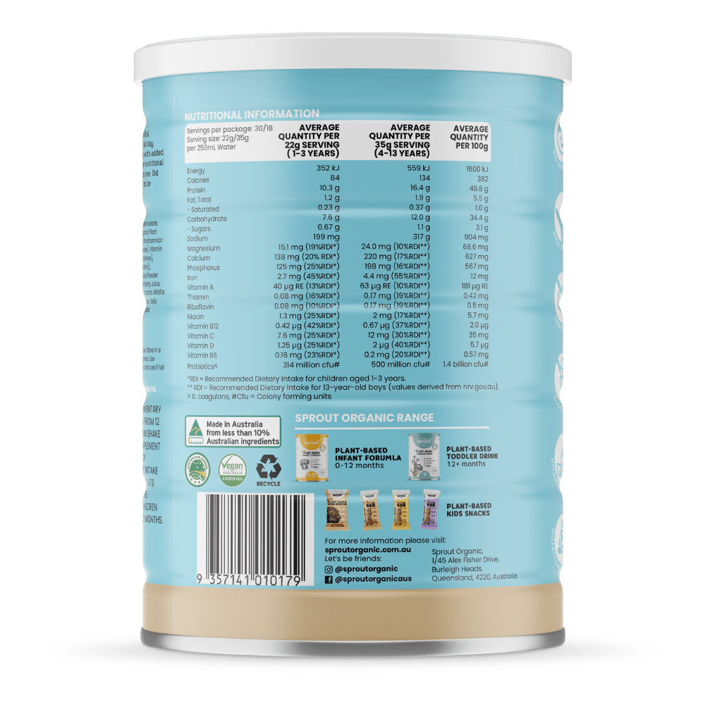 Junior Plant Protein Shake, 660g, Sprout Organic, Aus – Common Goods