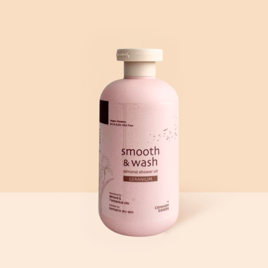Almond Shower Oil, Smooth & Wash, Geranium, Common Goods Malaysia, 250ml