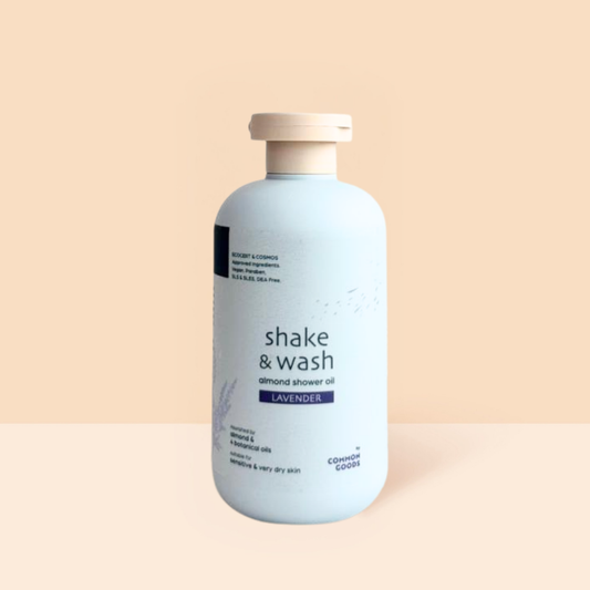 Almond Shower Oil, Shake & Wash, Lavender, Common Goods Malaysia, 250ml