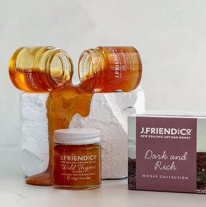 Dark & Rich Honey Collection, 3X40g, J.Friend & Co, Raw, Pure, Artisan, New Zealand