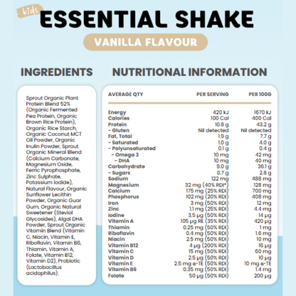 Sprout Organic Essential Shake Vanilla, Kids Protein 700g