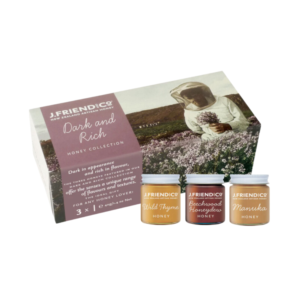 Dark & Rich Honey Collection, 3X40g, J.Friend & Co, Raw, Pure, Artisan, New Zealand