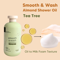 Almond Shower Oil, Smooth & Wash, Tea Tree, Common Goods Malaysia, 250ml