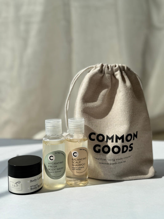 Therapeutic Travel Set (Body Wash, Shampoo, Body Butter), Common Goods
