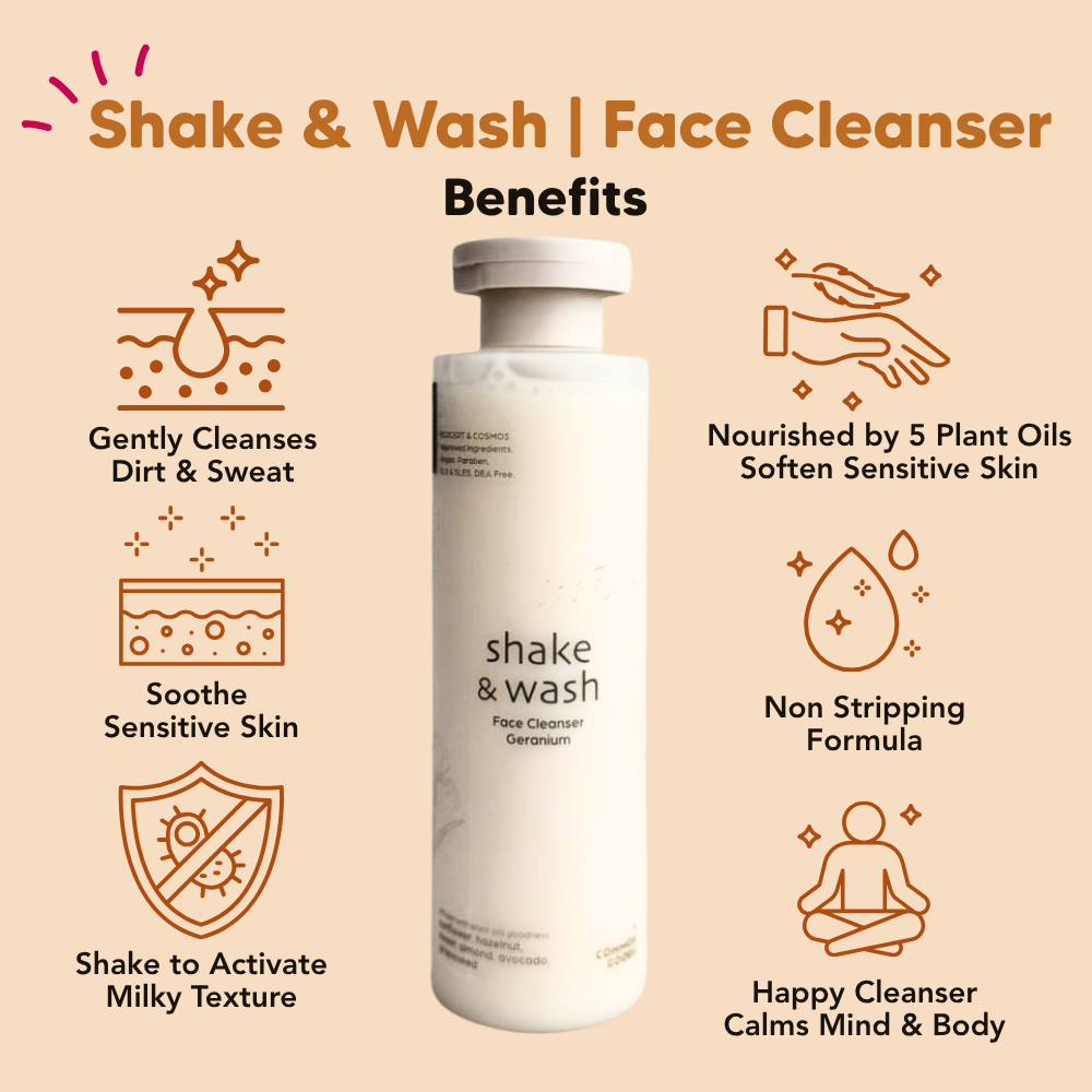 Face Cleanser, Shake & Wash - Geranium, Common Goods Malaysia 200ml