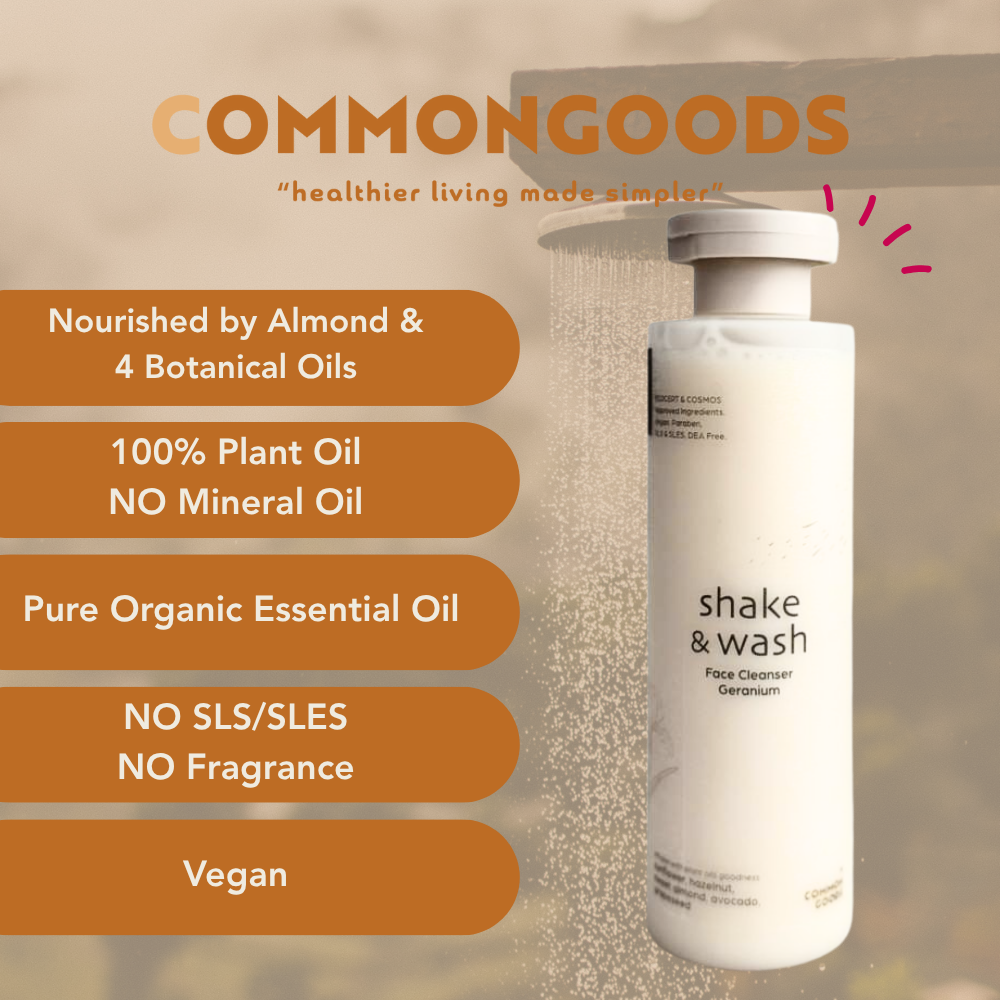 Face Cleanser, Shake & Wash - Geranium, Common Goods Malaysia 200ml