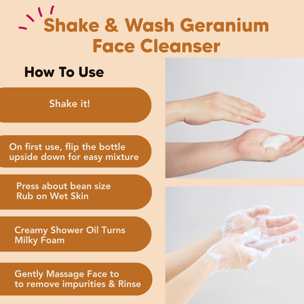 Face Cleanser, Shake & Wash - Geranium, Common Goods Malaysia 200ml