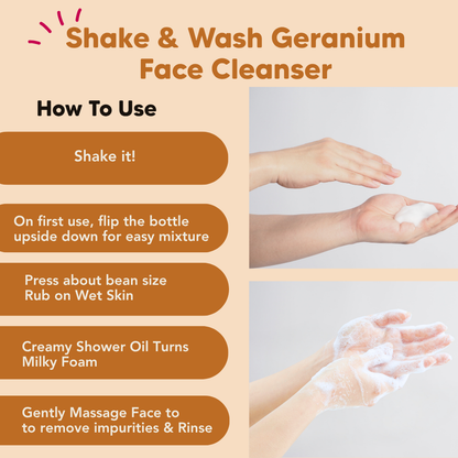 Face Cleanser, Shake & Wash - Geranium, Common Goods Malaysia 200ml