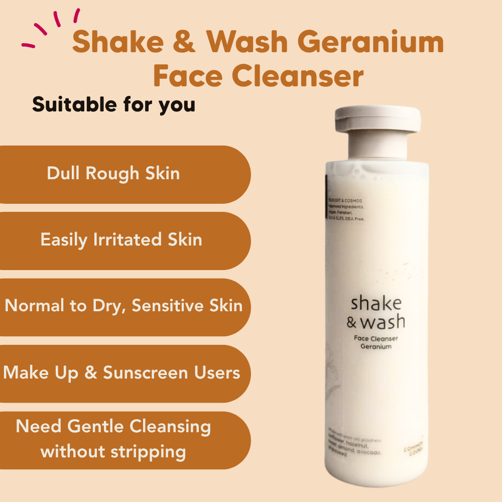 Face Cleanser, Shake & Wash - Geranium, Common Goods Malaysia 200ml
