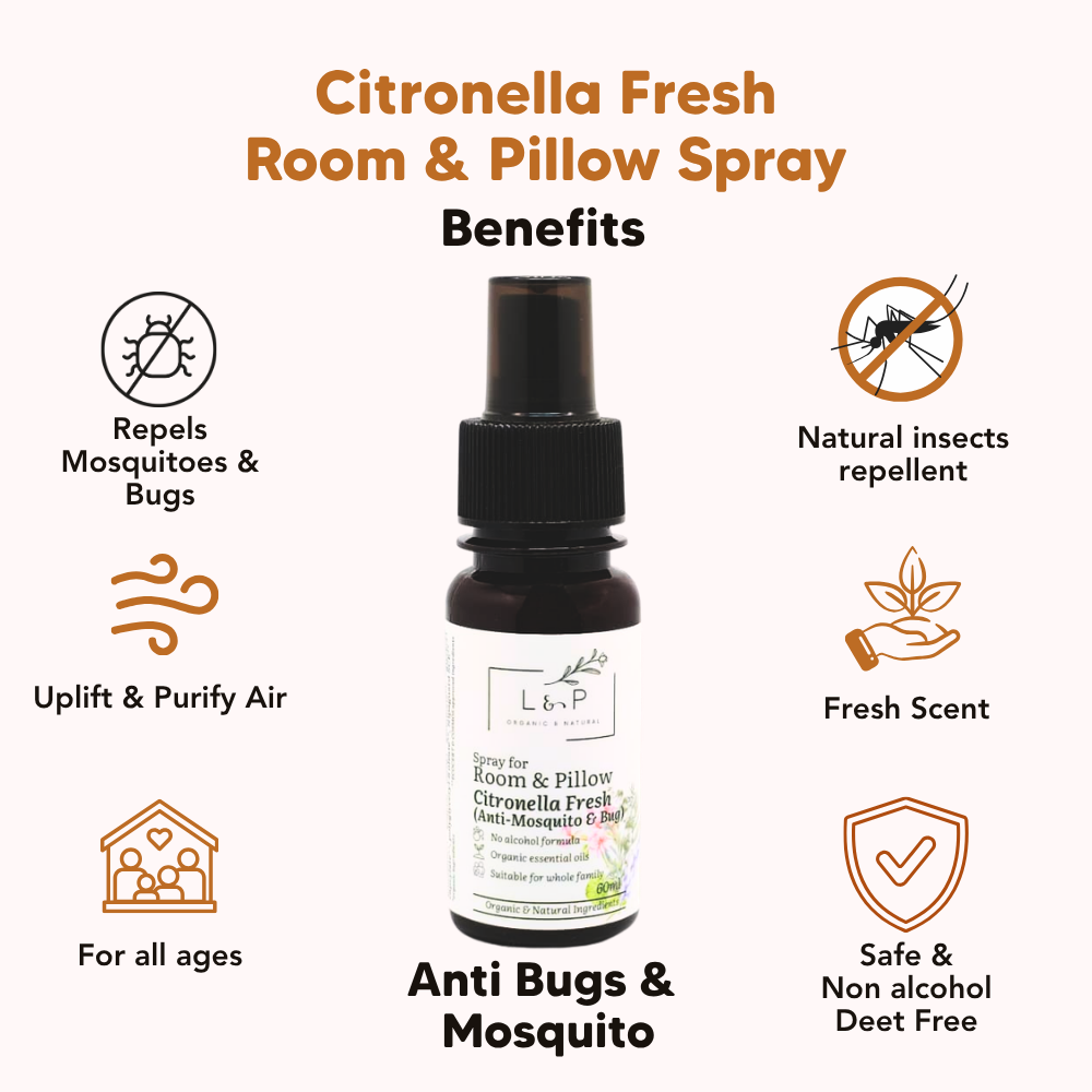 Room & Pillow Spray, Citronella Fresh, L&P Organic Natural