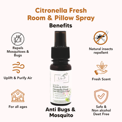 Room & Pillow Spray, Citronella Fresh, L&P Organic Natural