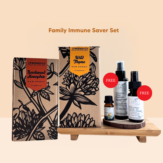 Common Goods Family Immune Saver Set  | Honey 1.4kg, Room Spray, Essential Oil